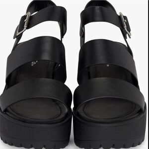 BRAND NEW SODA OPEN-TOE DOUBLE BAND ANKLE BUCKLE BLOCK HEEL PLATFORM SANDAL